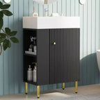 21.6 Mobile da bagno bianco, Mobile combinato, Armadietto contenitore per bagno, Lavabo singolo in ceramica, Vano contenitore a sinistra