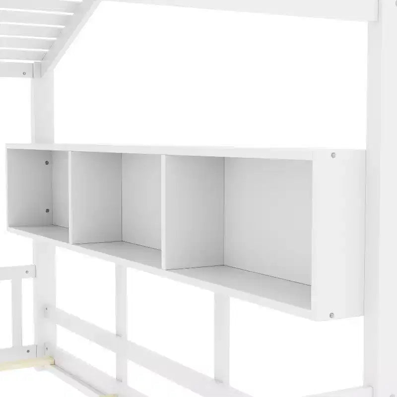 Struttura Letto a Piattaforma per Bambini Doppia/Matrimoniale Letto da Terra per Bambini Letto Montessori Letto a Casetta con Ripiano Portaoggetti - ModernLuxe