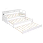 Whisen Twin XL Daybed in Legno con 2 Letti Estraibili, 3 Vani portaoggetti, 1 Luce Gratuita e USB per la Ricarica