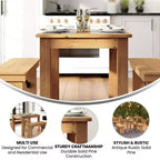 Flash Furniture Tavolo da Pranzo Rettangolare Rustico in Pino Massiccio 46 x 30