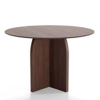 Tavolo da pranzo rotondo PexFix 45 x 45 in legno massello con finitura noce ed eleganti gambe ad arco per sale da pranzo e cucine moderne