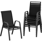 Sedie da patio, Set di 4/6 sedie da pranzo impilabili per esterni in textilene leggero per tutte le stagioni con braccioli per giardino, bordo piscina