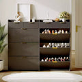 Moderna scarpiera bianca con 3 cassetti a ribalta e 2 cassetti piccoli e gancio, porta scarpe sottile scanalato, mobile stretto per ingresso