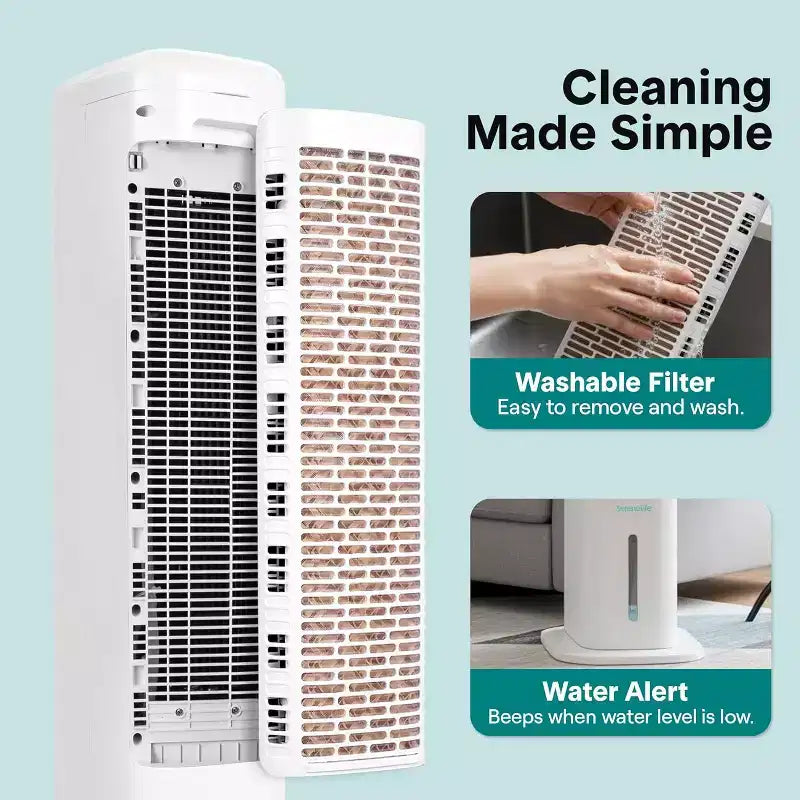 SereneLife Raffrescatore Evaporativo Portatile con Serbatoio d'Acqua Rimovibile da 5L - Bianco