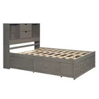 Letto a piattaforma Queen Size con ripiano portaoggetti e 8 cassetti, facile da montare