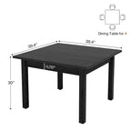 Tavolo da pranzo quadrato da 100 cm per 2-4 persone con gambe in legno massello per soggiorno e sala da pranzo
