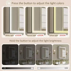 Pensile da Bagno con Specchio LED, Montaggio a Superficie o Incasso, Luce Dimmerabile, Antiappannamento, Ripiani Regolabili