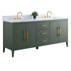 Mobile lavabo doppio Vanity Art 72 per bagno con piano in marmo composito