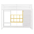 Letto a soppalco per bambini con armadio e mensole, Struttura in legno per letto a soppalco con mobiletto contenitore per bambini e ragazzi