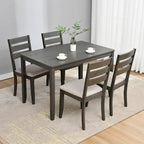 Sedie da pranzo in legno con schienale a doghe, set da 4