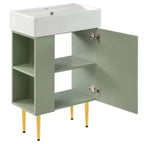 21.6 Mobile da bagno bianco, Mobile combinato, Armadietto contenitore per bagno, Lavabo singolo in ceramica, Vano contenitore a sinistra