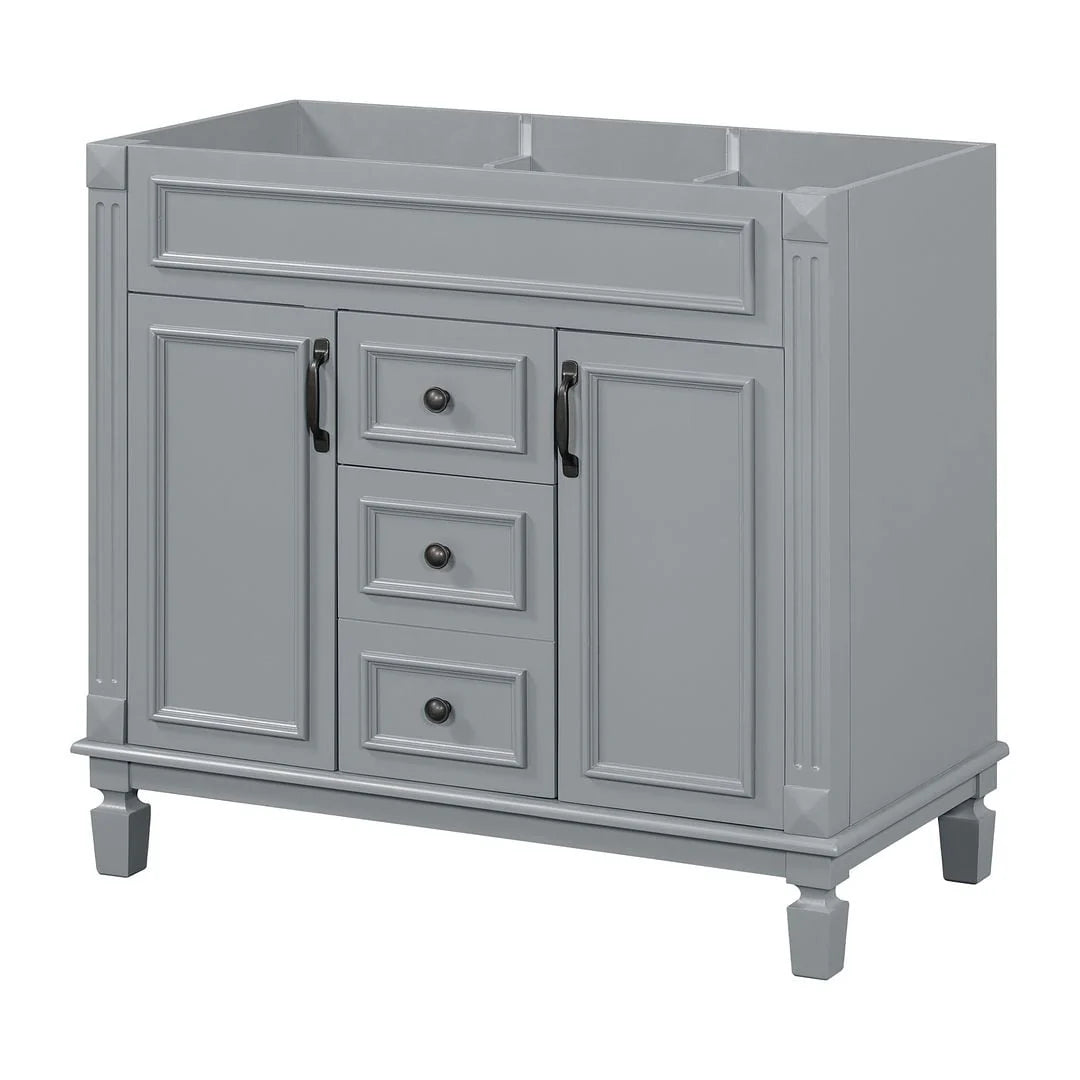 Mobile Bagno Moderno da 90cm con Lavabo Integrato e Specchiera, 2 Ante e 2 Cassetti