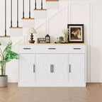Mobile Buffet Celebalcony con Contenitore, Grande Mobile Contenitore da Cucina da 53,4 pollici con 3 Cassetti e 4 Ante, Ripiano Regolabile per Cucina, Soggiorno