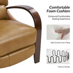 Poltrona reclinabile manuale Alex Mid-century Modern Cigar in vera pelle con braccioli ricurvi in legno
