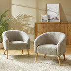 Poltrona Sheila Modern 30 W Boucle con gambe in legno massello, set da 2 di HULALA HOME