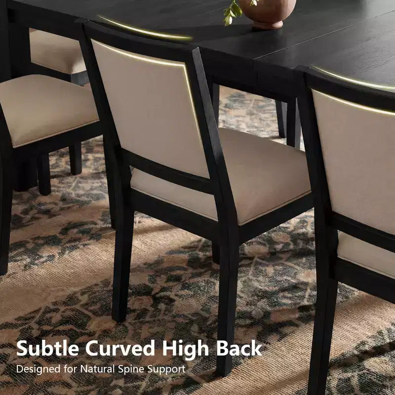 Set da Pranzo Moderno - Tavolo 80" + 6 Sedie Imbottite, Struttura in Legno Massello, Capacità Tavolo 400 libbre, Facile Montaggio