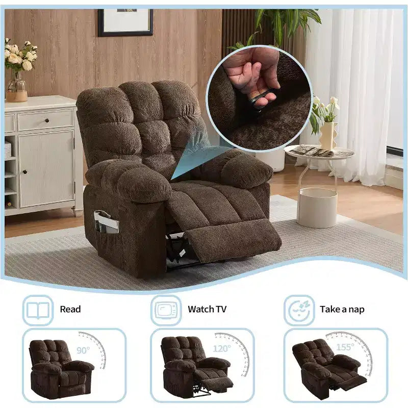 Poltrona reclinabile manuale, poltrona reclinabile ergonomica in tessuto traspirante con tasche laterali, divano singolo, adatta per soggiorno e camera da letto