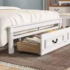 ModernLuxe Letto a Piattaforma Queen/King Size con Testiera Alta, Struttura Letto Rustica in Legno con 2 Cassetti, Luci LED e Porte USB