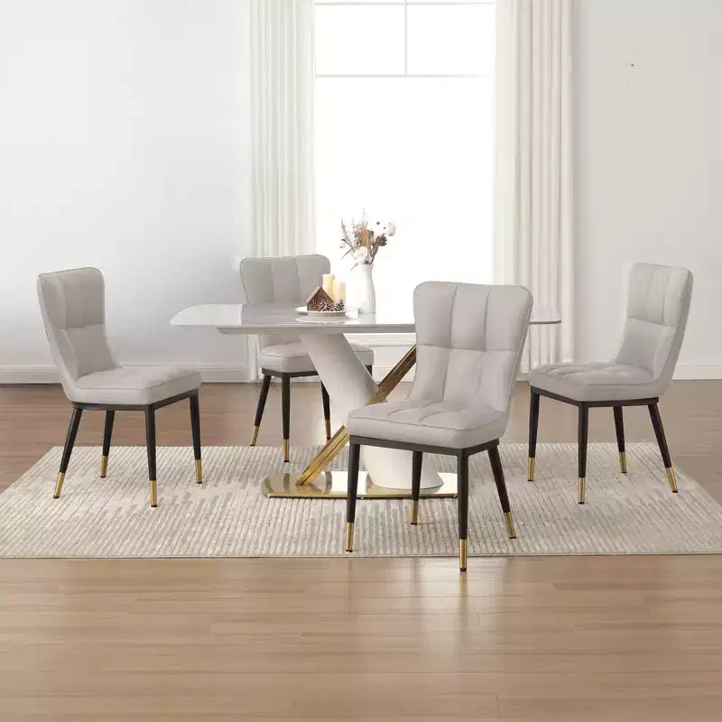 Bekrvio Sedie da Sala da Pranzo Set da 6, Moderne Imbottite in Ecopelle con Schienale Alto, Gambe in Metallo, Sedie da Cucina Senza Braccioli per Soggiorno Sala da Pranzo