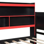 Daybed da gioco completo/queen size con testiera libreria, luci LED, scrivania integrata, cassetti e stazione di ricarica
