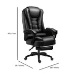 Sedia da ufficio girevole ergonomica in pelle nera con poggiapiedi