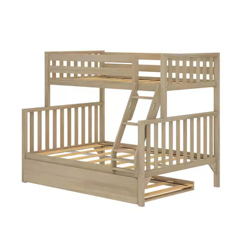 Max & Lily Letto a Castello Singolo su Una Piazza e Mezza con Letto Estraibile, Letti a Castello in Legno Massello Stile Scandinavo per Bambini