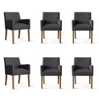 Set di 6 sedie da pranzo imbottite con braccioli, poltrone moderne in lino con gambe in legno, sedie occasionali per sala da pranzo, soggiorno - Panipeachy