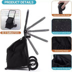Carrello Portapacchi Pieghevole Acekool 2 in 1 con Borsa Impermeabile Rimovibile, Sedile Imbottito Spesso e Manico Antiscivolo Regolabile, Nero