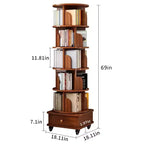 Chic Crate Libreria ad angolo girevole a 360° a 6 livelli con ruote, libreria stretta per piccoli spazi, marrone noce
