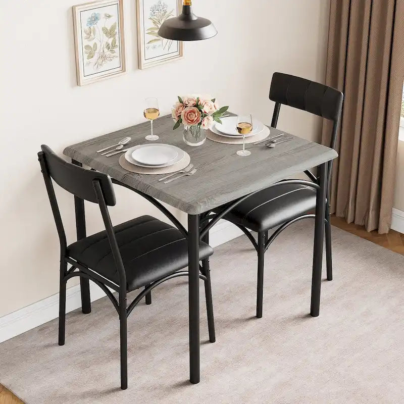 Set tavolo da pranzo per 2, Tavolo da cucina con sedie imbottite per 2