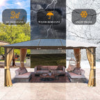 EROMMY Gazebo a tetto rigido, Pergola da esterno con doppio tetto, zanzariere e tende, Tenda da sole resistente per patio, cortile, feste in piscina