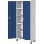 Armadio da Stoccaggio in Acciaio da 71 Pollici con Ante Bloccabili e 4 Ripiani Regolabili, Armadietto in Metallo Resistente per Carport/Ufficio/Dispensa, Design Antiruggine