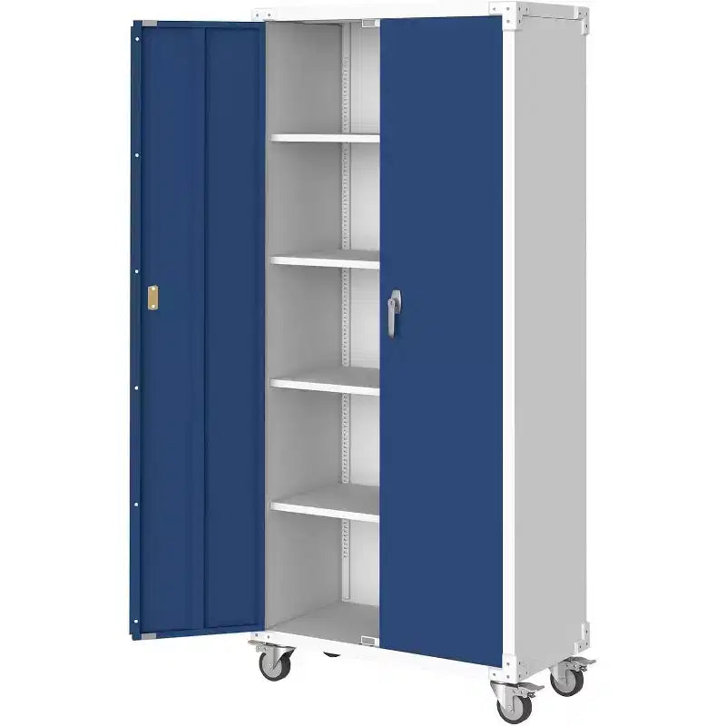 Armadio da Stoccaggio in Acciaio da 71 Pollici con Ante Bloccabili e 4 Ripiani Regolabili, Armadietto in Metallo Resistente per Carport/Ufficio/Dispensa, Design Antiruggine