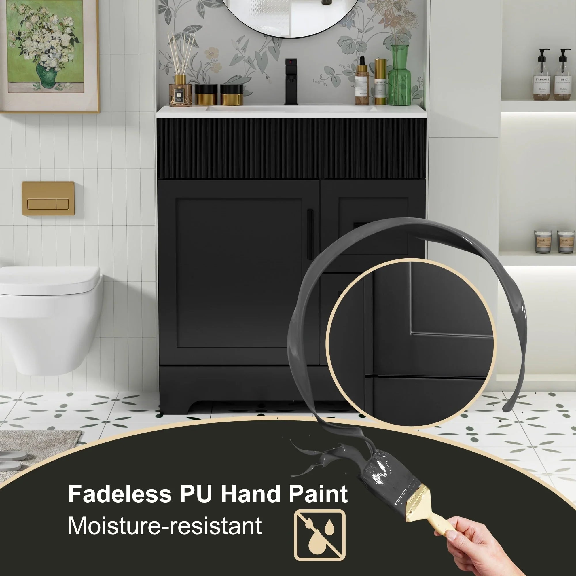Mobile bagno 30/36/48 Wavy Line con lavabo e rubinetto
