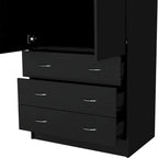 Armadio moderno a due ante con 3 cassetti e 1 bastone appendiabiti per camera da letto