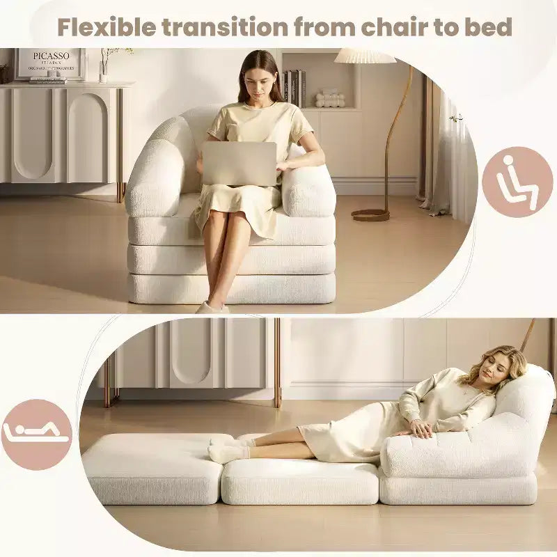 Yaheetech Divano Letto Pieghevole 2-in-1 Poltrona Letto Pieghevole per Soggiorno, Camera da Letto
