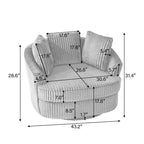 Set di 2 Poltrone Girevoli a Barilotto Oversize da 43" in Velluto a Coste Felpato con Cuscini