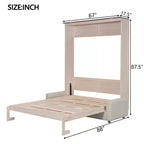 Letto a scomparsa Queen Size con divano, letto a scomparsa in legno Queen con luce LED, letto a cassapanca pieghevole con per camera degli ospiti, Beige