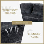 GDFStudio - Divano Pigro a 2 Posti Laurel Chenille con Schiuma ad Alta Densità e Comfort Extra Large