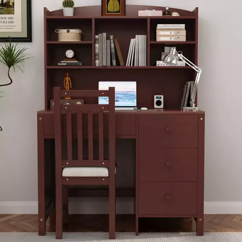 Scrivania per computer moderna Okak in legno per ufficio con scrivania/sedia e libreria, scrivania da scrittura con contenitore per ragazzi e studenti per studio, ufficio