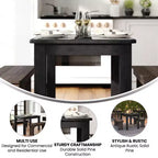 Flash Furniture Tavolo da Pranzo Rettangolare Rustico in Pino Massiccio 46 x 30