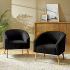 Poltrona Sheila Modern 30 W Boucle con gambe in legno massello, set da 2 di HULALA HOME