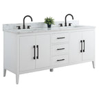 Mobile lavabo doppio Vanity Art 72 per bagno con piano in marmo composito
