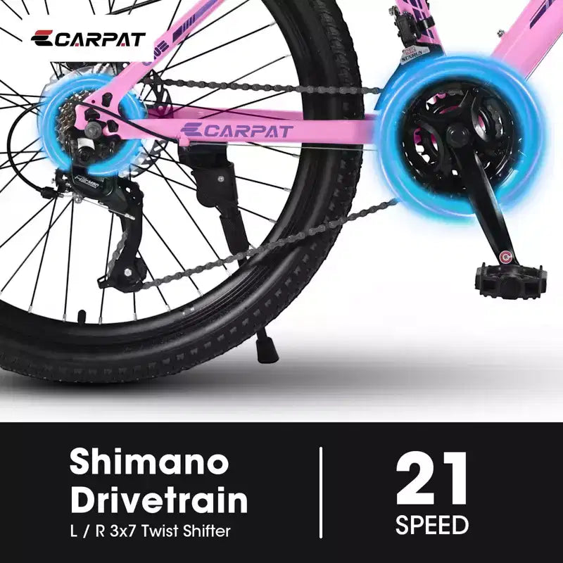 Okak Bici da montagna 24/26 pollici con 21 velocità e freni a doppio disco, bicicletta per bambini con sospensione anteriore da 100 mm, Dirt Bike per adolescenti e donne