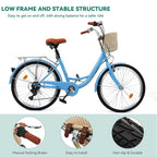Moasis24/26 Bicicletta Cruiser a 7 velocità Regolabile con Telaio Ribassato, per Pendolari