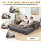 Dyonery 78Divano Letto Pieghevole Convertibile in Corduroy King Size Divano Letto a Pavimento Combinazione 4-in-1 Divano Modulare Componibile Divano Comodo Pieghevole.