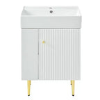 21.6 Mobile da bagno bianco, Mobile combinato, Armadietto contenitore per bagno, Lavabo singolo in ceramica, Vano contenitore a sinistra
