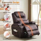 Bestier Poltrona Reclinabile Elettrica con Funzione Power Lift Assistita, Massaggio e Riscaldamento, in Ecopelle, con Tasche Laterali e Portabicchieri, 88 cm