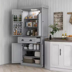 Mobile credenza da cucina da 71" con luci a LED, 6 ante con ripiani, un cassetto e 4 ripiani regolabili