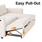 Dyonery Divano Letto Angolare 81, Divano Estraibile a L con Chaise Longue Reversibile con Contenitore, USB, Schienale Reclinabile